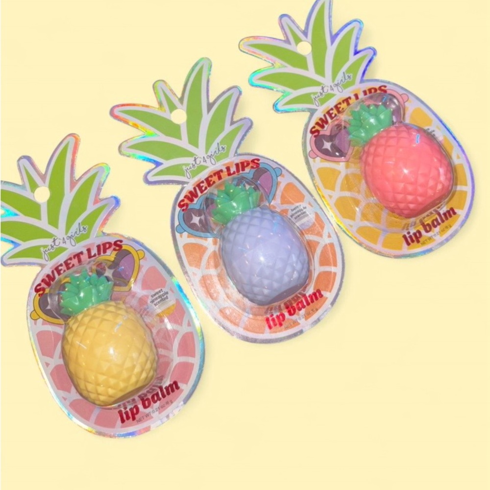 Just A Girl “Sweet Lips” Pineapple 🍍 Lip Balm Trio Gift Set (3) NEW